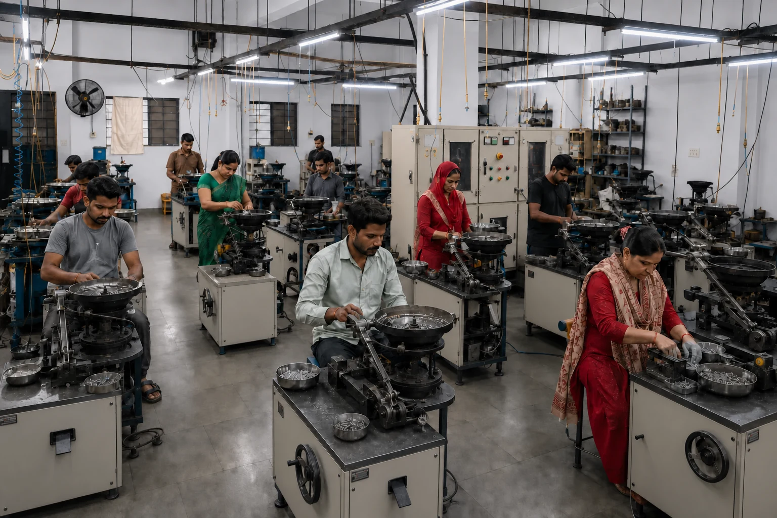 IA Fastners team operating die-casting machinery on the production floor