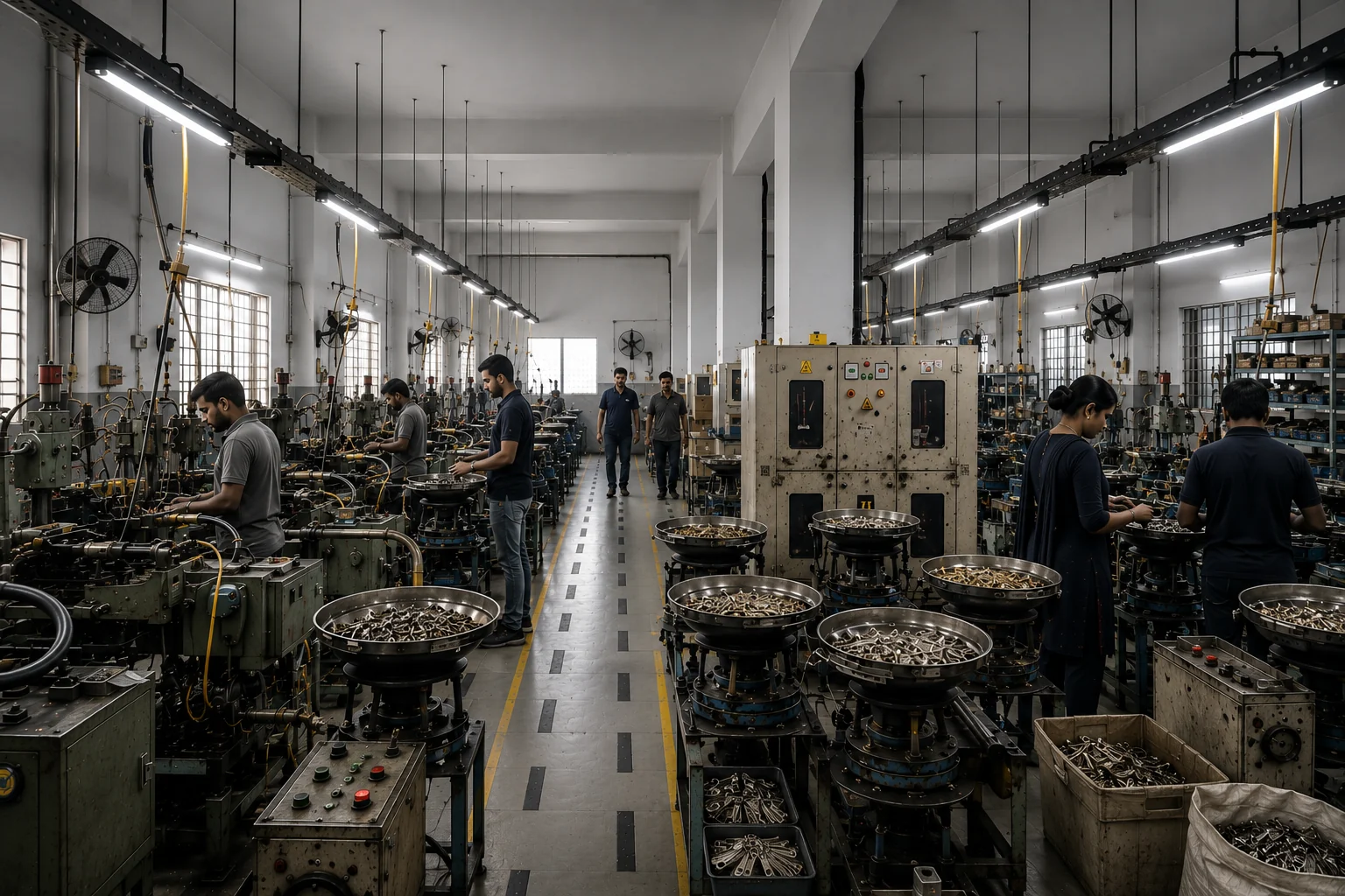 IA Fastners manufacturing production floor with machinery and workers