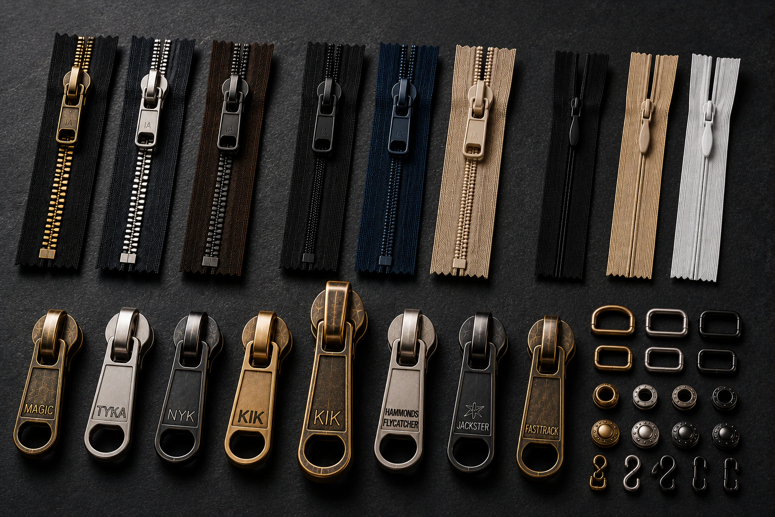 IA Fastners zipper sliders, metal zippers, nylon zippers, invisible zippers and garment accessories